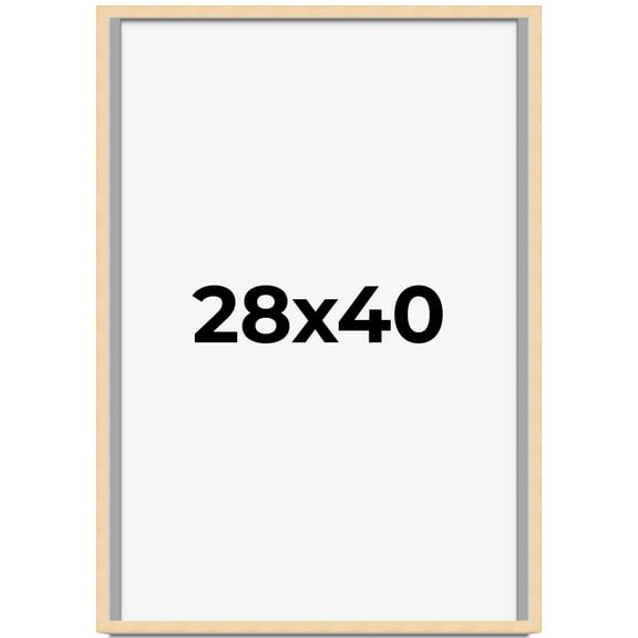 28x40 Frame Natural Wood Picture Frame | 0.75 Inch Moulding Width | with UV Acrylic Plexiglass,