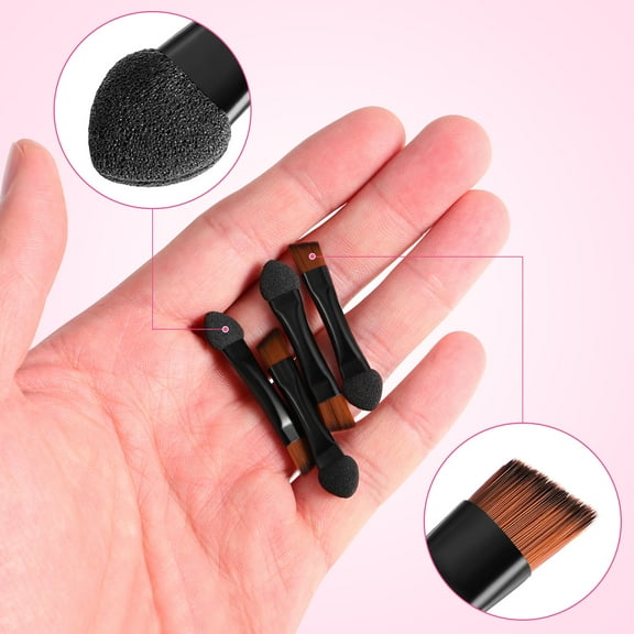 WASHWEPE 20Pcs Travel Size Makeup Brushes Dual-Ended for Daily Makeup Black Sponge Eyeshadow Application