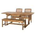 thumbnail image 5 of Walker Edison Transitional Boho 4 Piece Patio Outdoor Dining Set, Brown, 5 of 8