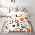 thumbnail image 2 of Homewish Est Sleep Sports Bedding Comforter Set 7 Pieces for Boy, Kawaii Rugby Football Full Bedding Set, Cartoon Soccer Basketball Reversible Fitted Sheet Flat Sheet, Microfiber Bedroom Decor, 2 of 7