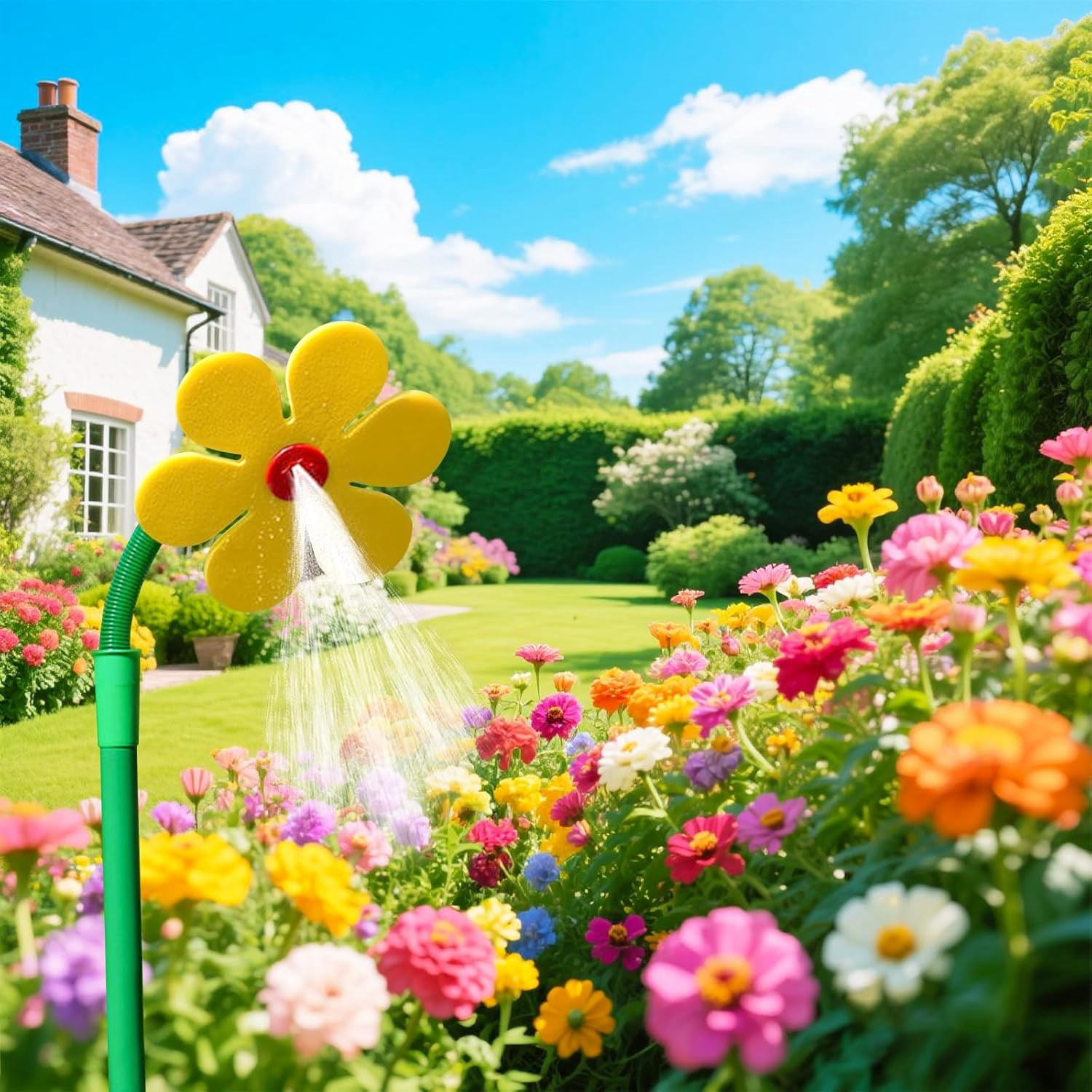 Crazy Daisy Sprinkler, 360° Dancing Flower Sprinkler for Lawn & Garden, Fun Irrigation Tool for Yard Watering & Playing.(Yellow)