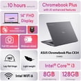 thumbnail image 2 of ASUS Chromebook Plus Laptop con Pantalla Táctil - Intel Core i3-1315U - Pantalla Táctil FHD de 14inch - 8GB RAM/ 128GB Almacenamiento +128GB PSD - Gamer Chrome - Estudiantes Escuela Niños, 2 of 10