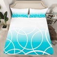 thumbnail image 2 of jejeloiu Stripes Lines Circle Twin Sheet Sets,Cyan White Bedding For Teens Kids 3pcs, 2 of 7