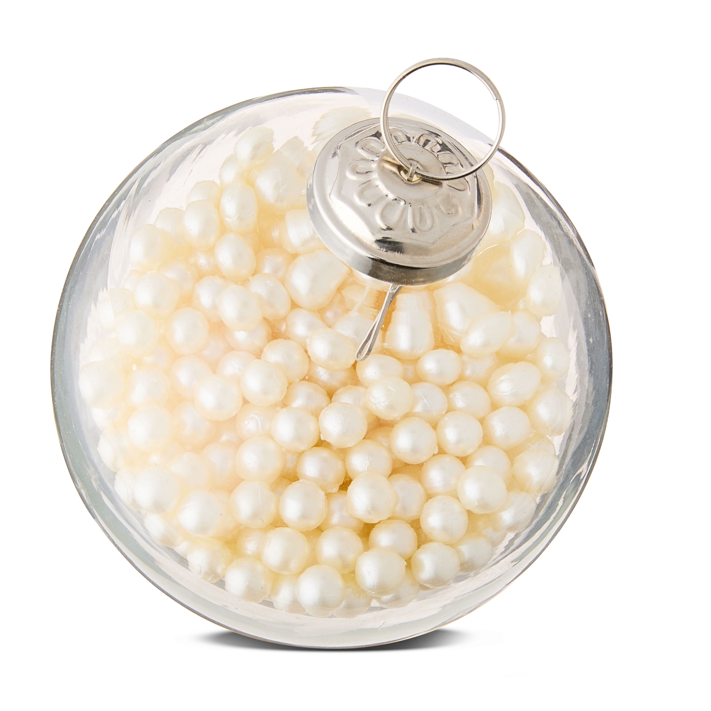 2 Count White Pearl Glass Christmas Ornaments, 3.55 in, by My Texas House