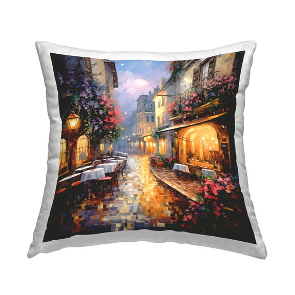 Stupell Industries Town Bistro Scenery Decorative Printed Throw Pillow, 18 x 18