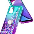 thumbnail image 4 of Nagebee Phone Case Compatible for Motorola Moto G Stylus 5G (2023) with Tempered Glass Screen Protector, Sparkle Glitter Flowing Liquid Waterfall [Ring Holder & Wrist Strap] Girls Women (Aqua/Purple), 4 of 6