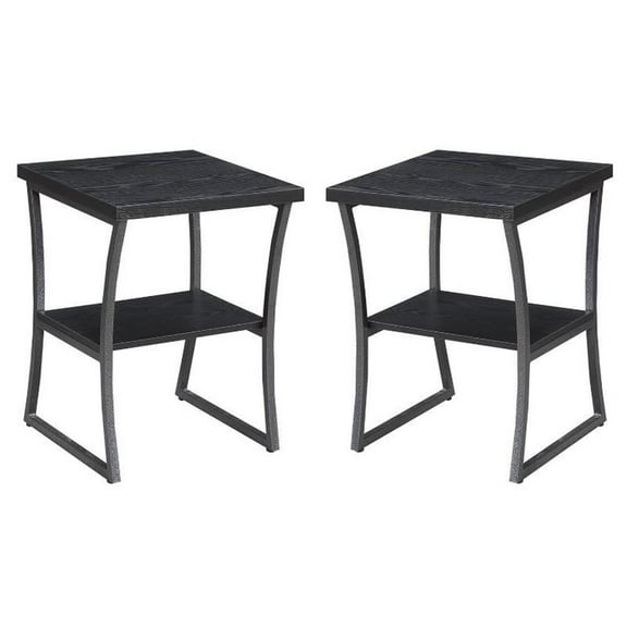 Home Square X-Calibur 18" Square End Table in Black Wood Finish - Set of 2