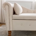 thumbnail image 3 of GUTALOR Velvet chaise lounge chair indoor with storage, pillow, and nailhead trim, modern upholstered chaise lounge sofa for bedroom, living room, office-Beige, 3 of 9