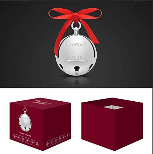 Luxiv Silve Christmas Holly Bell Ornament 2020 Souvenir Christmas Bell with Red Ribbon and Gift Box 2020 Christmas Sleigh Bell Decoration