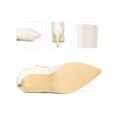 thumbnail image 2 of BLISSFUL STEP Women's Boots Stone Pattern Pointed Toe Stiletto Heel Knee High Boots  Cream 6, 2 of 6