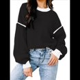 thumbnail image 3 of Suéter Holgado de Otoño para Mujer, Moderno Jersey de Punto A Rayas con Mangas Murciélago y Bloques de Color. Negro L, 3 of 6