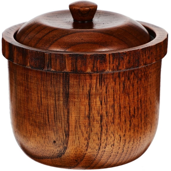 Youliang Wooden Sugar Bowl with Lid Wide Mouth Candy Jar Holder