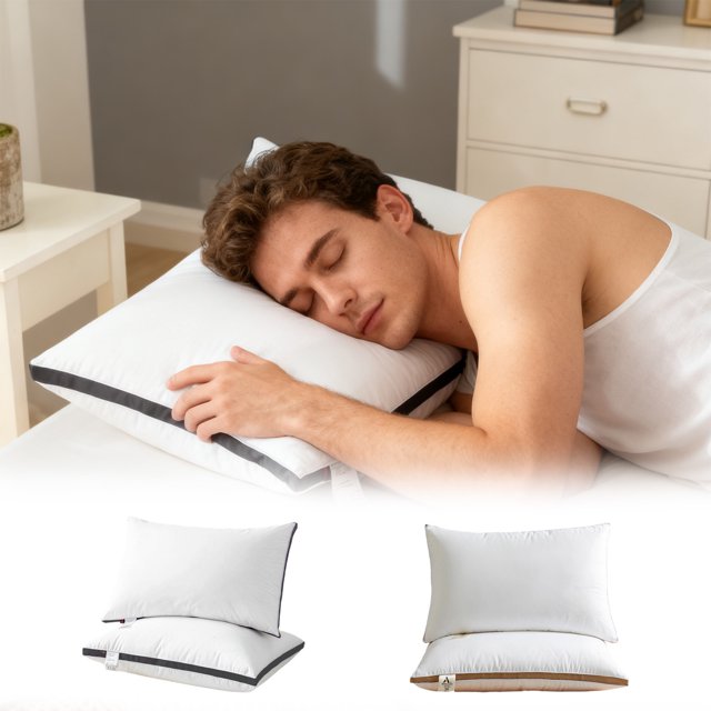 mfyjkho Núcleo De Almohada Para El Hogar | Uso En Dormitorios Y Habitaciones | Almohada Alta Con Protección Cervical Gruesa | Almohada De Poliéster Suave Y Cómoda | 42 × 70 Cm | 1 Paquete