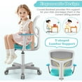 thumbnail image 3 of CHAUKY Kids Desk Chair, Children Computer Chair with Wheels and Y-Shaped Lumbar Support, Mesh Kids Office Chairs, Height Adjustable Desk Chair for Girls Boys Aged 4-13, Turquoise, 3 of 18