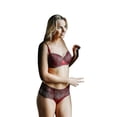 thumbnail image 1 of 57110-3 Soutien-Gorge Rembourré à Armatures Brodé Rouge Bordeaux pour Femmes, 1 of 2
