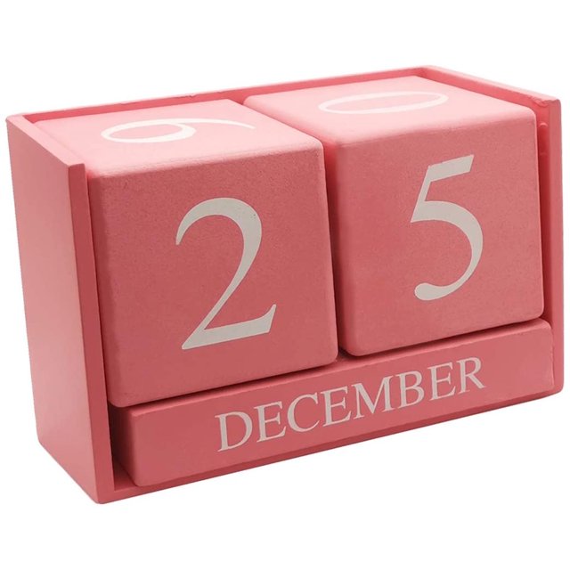 Calendario de bloques de escritorio de madera - Bloque perpetuo Mes Fecha Visualización Decoración de la oficina en el hogar, 6.1 x 3.9 x 2.9 pulgadas Adepaton HMHZ662-3