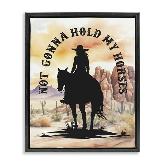 Stupell Industries Not Gonna Hold My Horses People Painting Black Floater Framed Canvas Art Print Wall Art, 17 x 21