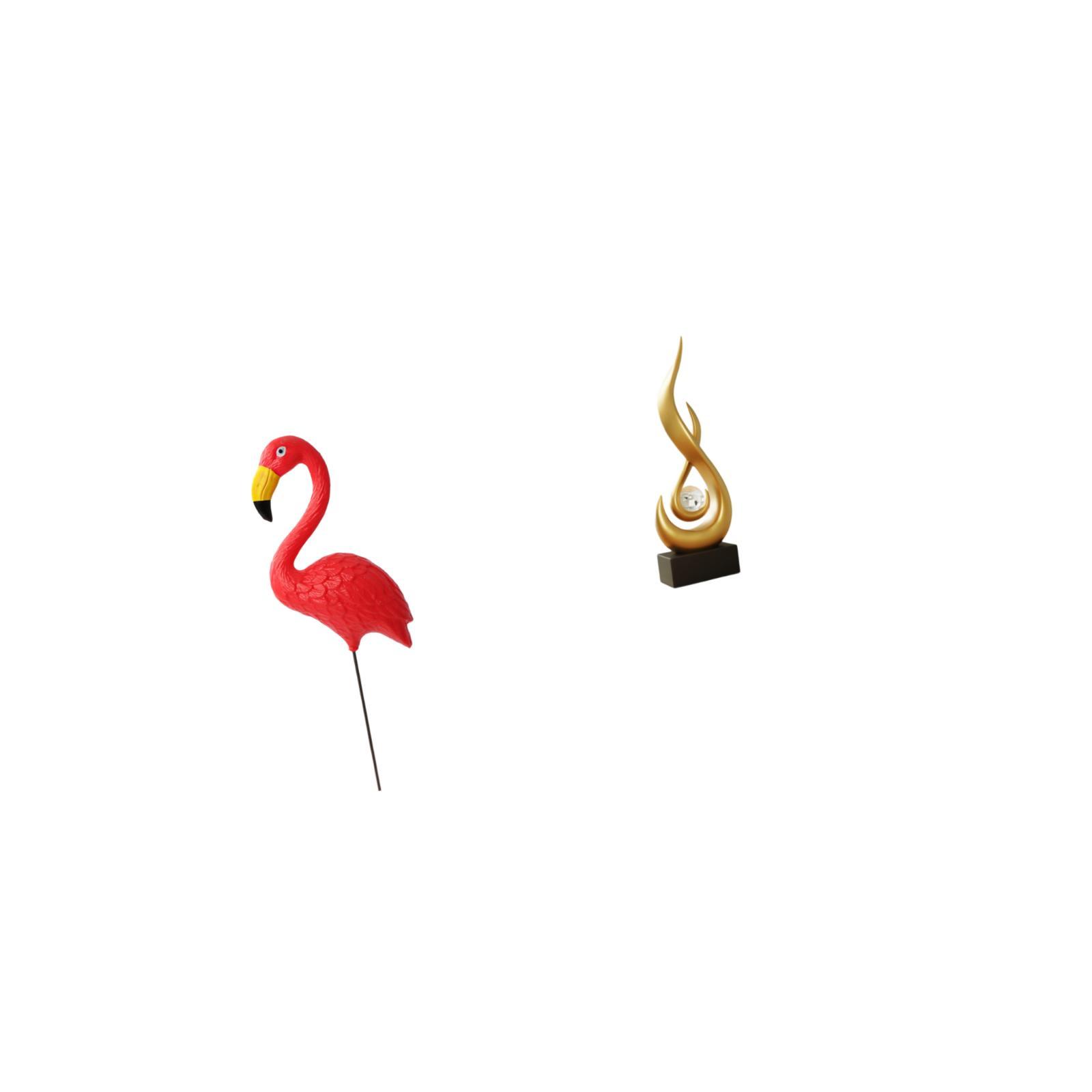 Miulika Flamingo Fairy Garden Sculpture Ornament Abstract Fire Figurine Resin Art Yard Stake Modern Keepsake for Holiday Spring Living Room Indoor Cabinet