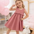 thumbnail image 2 of HCNTES Girls Children Baby Summer Dress Short Sleeve Casual Party Dress for Toddler Little Big Kids 1-5T 7-12T(5-6 Years,L04-Pink), 2 of 9