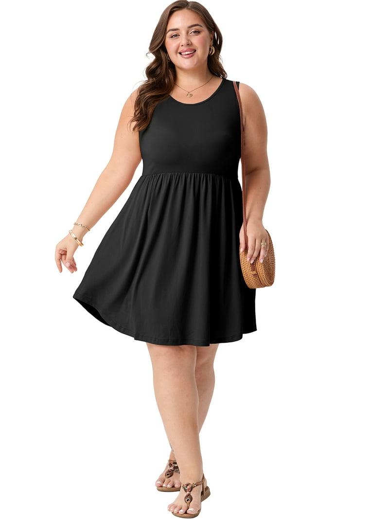 Cueply Plus Size Summer Dresses for Curvy Women Casual Sleeveless Crew Neck  Loose Womens Midi Dresses - Walmart.com