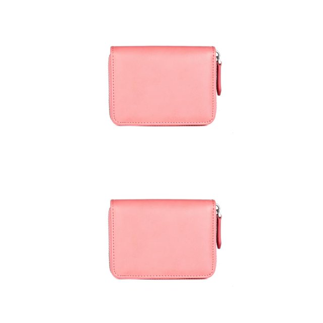 Jumpingount Monedero Hombre Bolsa de dinero Cambiar Monedero Bolsillo Rfid Bloqueo Titular de la tarjeta Cuero de vaca de moda para la oficina Rosa 2Conjunto