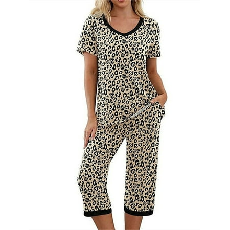 

Lumento Vintage Floral Pajama Set For Women Short Sleeve Top and Shorts Nightwear Soft Pjs Set Lounge Sets with Pockets S-3XL