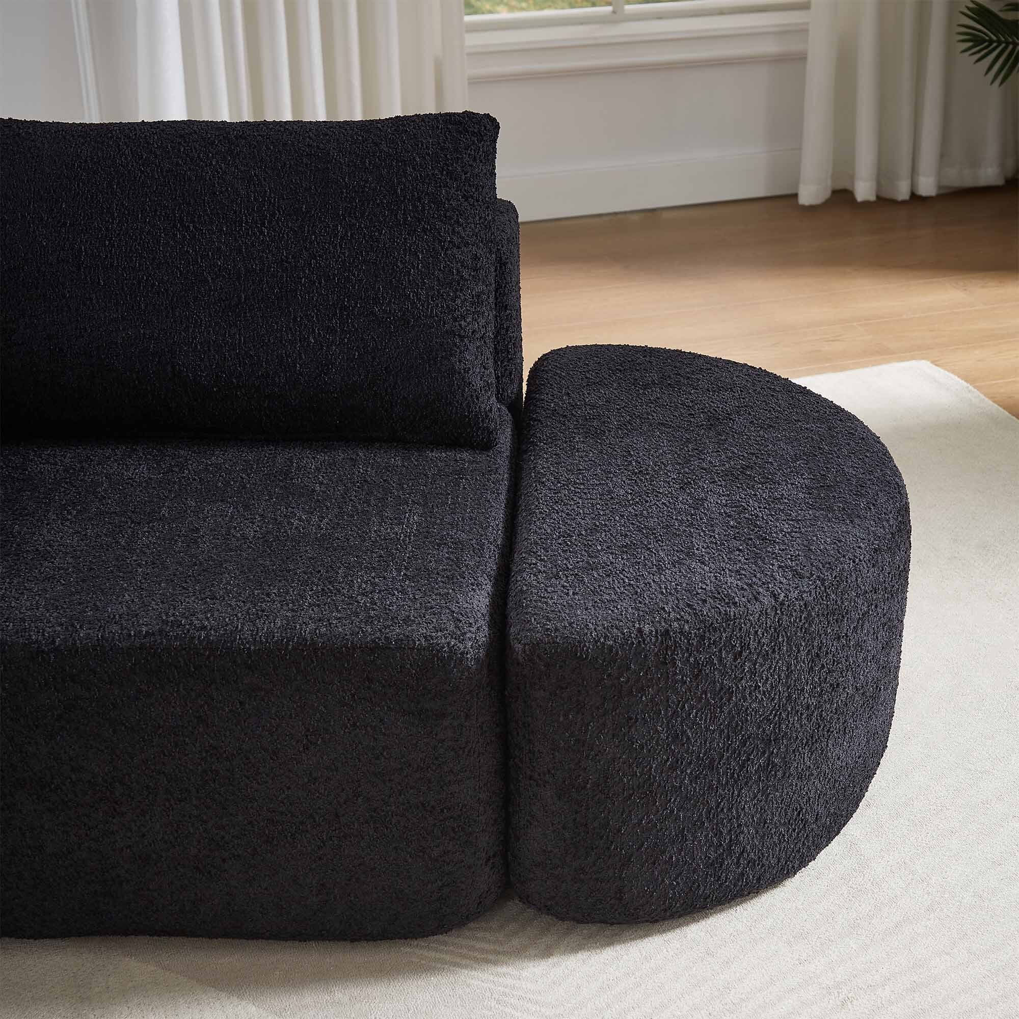 Lunale 106" Oversized Modular Sectional Sofa with 2 Curved Movable Ottomans,Boneless Cloud Couch for Living Room, Black (Left Chaise)