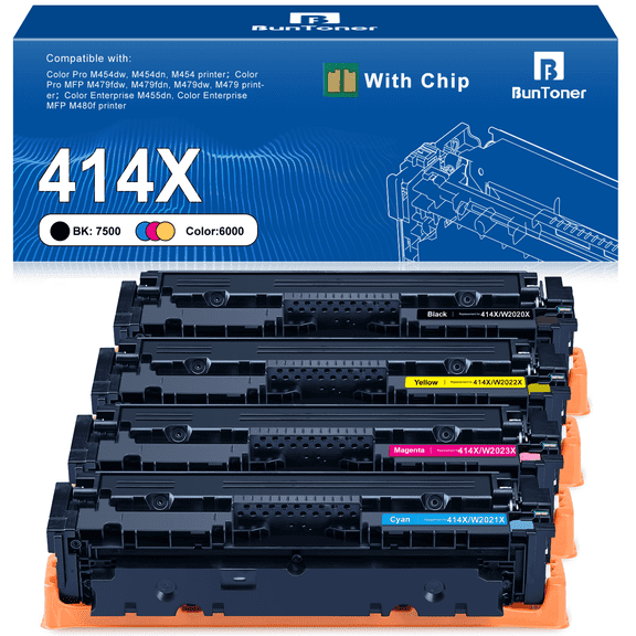 414X Toner Cartridges 4 Pack Compatible for HP 414X 414A W2020X for Color Pro MFP M479fdw M454dw M454dn M479 M454 Printer ( Black Cyan Magenta Yellow)