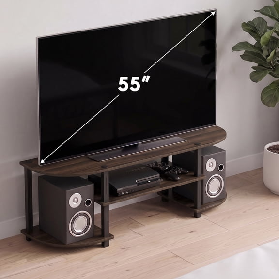 Furinno 11058CWN-BK Turn-S-Tube Wide TV Entertainment Center, Columbia Walnut & Black - 15.9 x 47.25 x 13.4 in.
