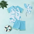 thumbnail image 2 of KPOPLK Toddler Baby Boy Rash Guard Swimsuit Shark Zip Up Long Sleeve Swimwear Tops Swim Shorts with Hat 3pcs Bathing Suit(Sky Blue,3-4 Years), 2 of 6