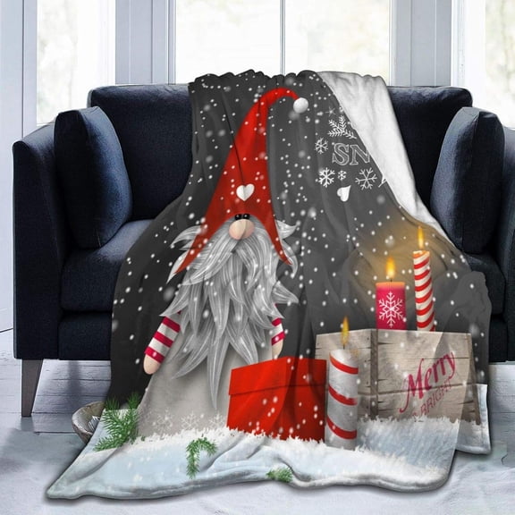 Christmas Gnome Xmas Gifts Blanket Plush Microfiber Flannel Fleece Blanket 50"x40" for Bed Sofa Couch Camping Travel
