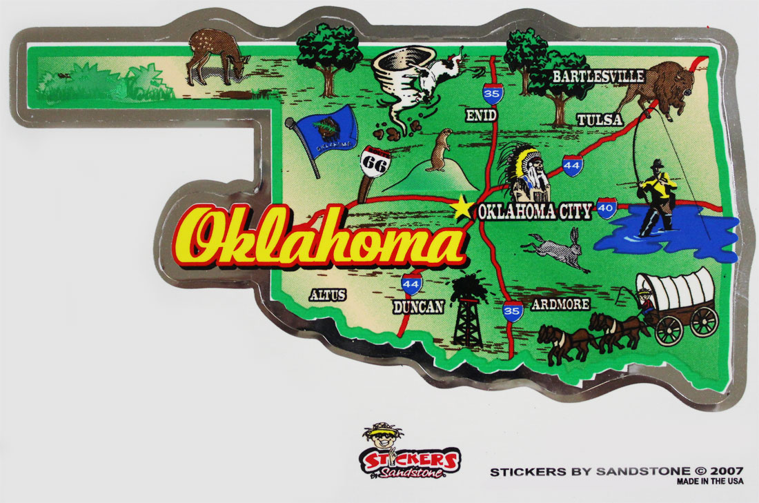 Oklahoma State On The Map Oklahoma State Map Die Cut Sticker - Walmart.com