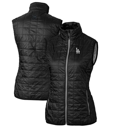 Women s Cutter & Buck Black Los Angeles Dodgers Rainier PrimaLoft Eco Full-Zip Puffer Vest