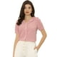thumbnail image 1 of Top De Camisa A Cuadros Con Volantes Y Botones De Manga Corta Con Cuello Peter Pan Para Mujer Rosa S, 1 of 6
