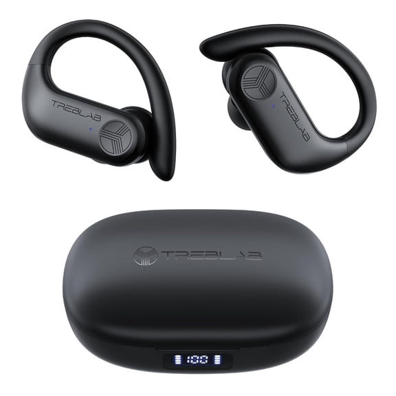 Restored TREBLAB X3 Pro - Workout True Wireless Earbuds, Comfortable Earhooks, Bluetooth 5.3, Noise Isolation, 145H Playtime, IPX5 Waterproof, 2 Mics for Calls, Sport Bluetooth Earbuds (Refurbished)