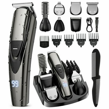 Nogroa Hair Trimmer for Men, Cordless Hair Clippers with Safety Lock, All in One Mens Grooming Kit for Hair, Mustache, Nose and Body, Waterproof Rechargeable Hair Trimmers, Gifts for Husband Father