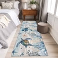 thumbnail image 4 of Blue Coastal 2'x6' Runner Rugs for Hallway Kitchen Bedside Non Slip Washable, Sea Turtle Octopus Coral Beach Nautical Entryway Rug Runners with Rubber Backing, Long Carpet Runner for Laundry Room, 4 of 8