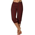 thumbnail image 3 of Yxbdin Striped Capri Pants for Women Plus Size Tummy Control Yoga Pant High Waisted Workout Leggings for Athletic Exercise Red M, 3 of 7