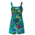 thumbnail image 4 of Womens Rompers Jumpsuits Summer Sleeveless Adjustable Knot Straps Shorts Butterfly Floral Print Overall Stretchy Jumpers with Pockets, 4 of 5