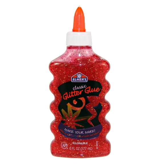 Elmer's Liquid Glitter Glue, Washable, Red, 6 Ounces, 1 Count - Great for Making Slime