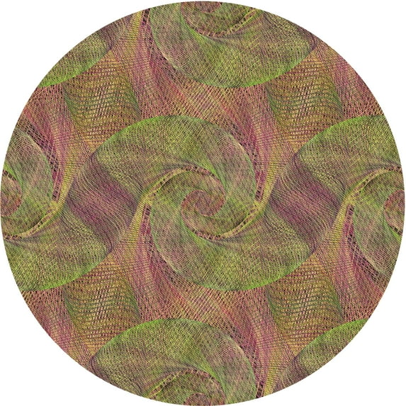 Ahgly Company Machine Washable Indoor Round Transitional Caramel Brown Area Rugs, 6' Round