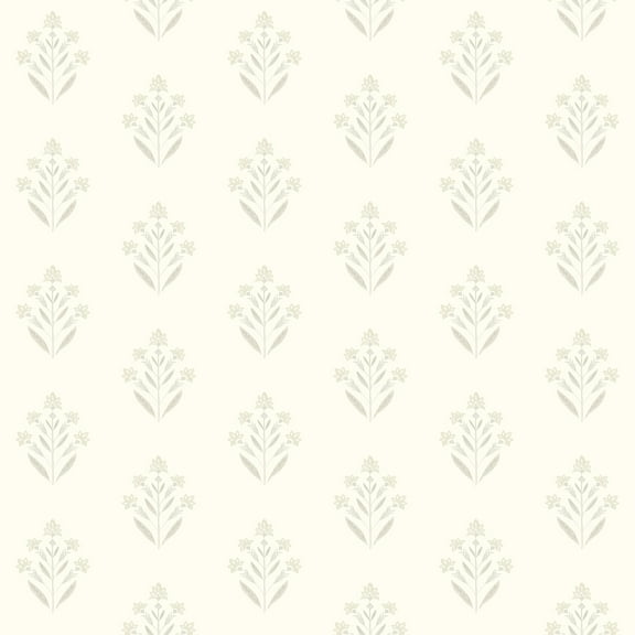Chesapeake Kova Dove Floral Crest Wallpaper, 20.5-in by 33-ft