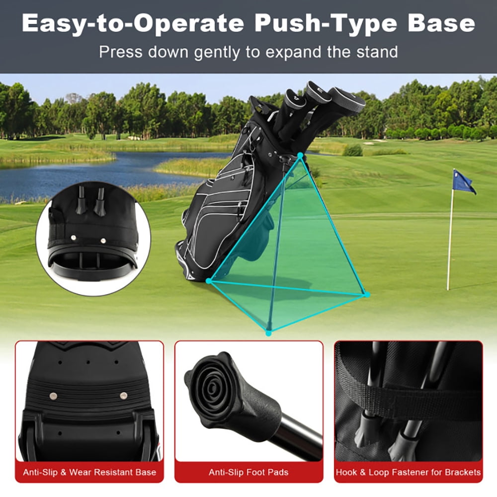 Spaco Golf Stand Cart Bag with 6-Way Divider Carry Pockets-Black, Golf Stand Bag for Men & Women,Multiple Pockets, Lightweight & Durable