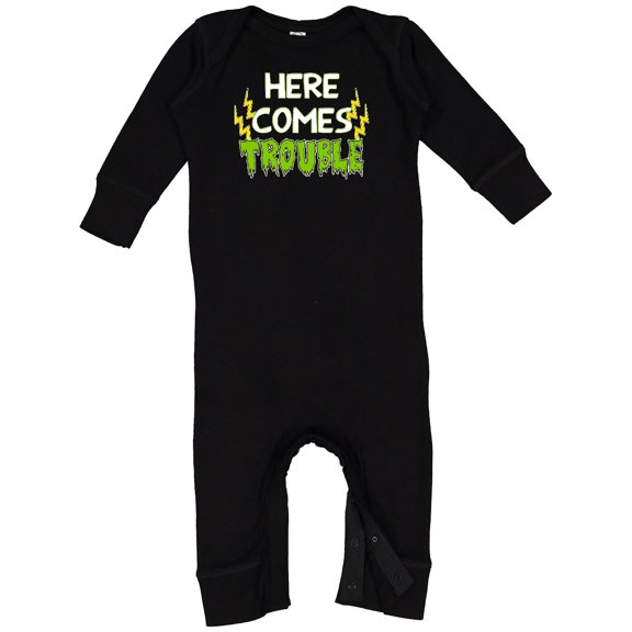 Inktastic Here Comes Trouble Baby Romper Coveralls