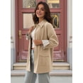 thumbnail image 6 of Women Oversize Trench Coat Plaid Lining Lapel Button Down Casual Crop Jacket Outwear with Pockets Khaki L, 6 of 9