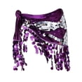 thumbnail image 2 of Pañuelo de cadera para danza del vientre, disfraz con lentejuelas y falda con borlas para fiesta en club, mujeres y niñas Púrpura, 2 of 8