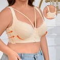 thumbnail image 2 of IWRICH Women's Criss Cross Front Closure Bras Plus Size Underwire Supportive Bra Lift V-Neck Soft Comfy Bralettes Beige XXXXXXL, 2 of 6