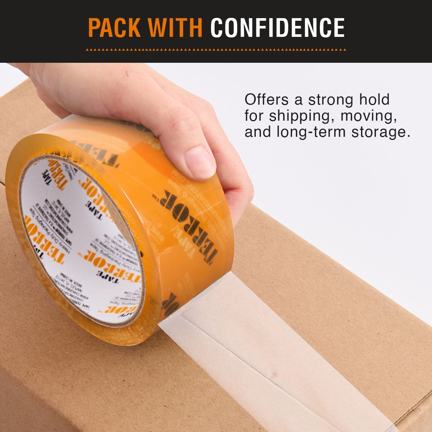 Tape Terror Heavy Duty Carton Sealing Tape 6 Pack, 1.89" x 54.68 yd, Orange