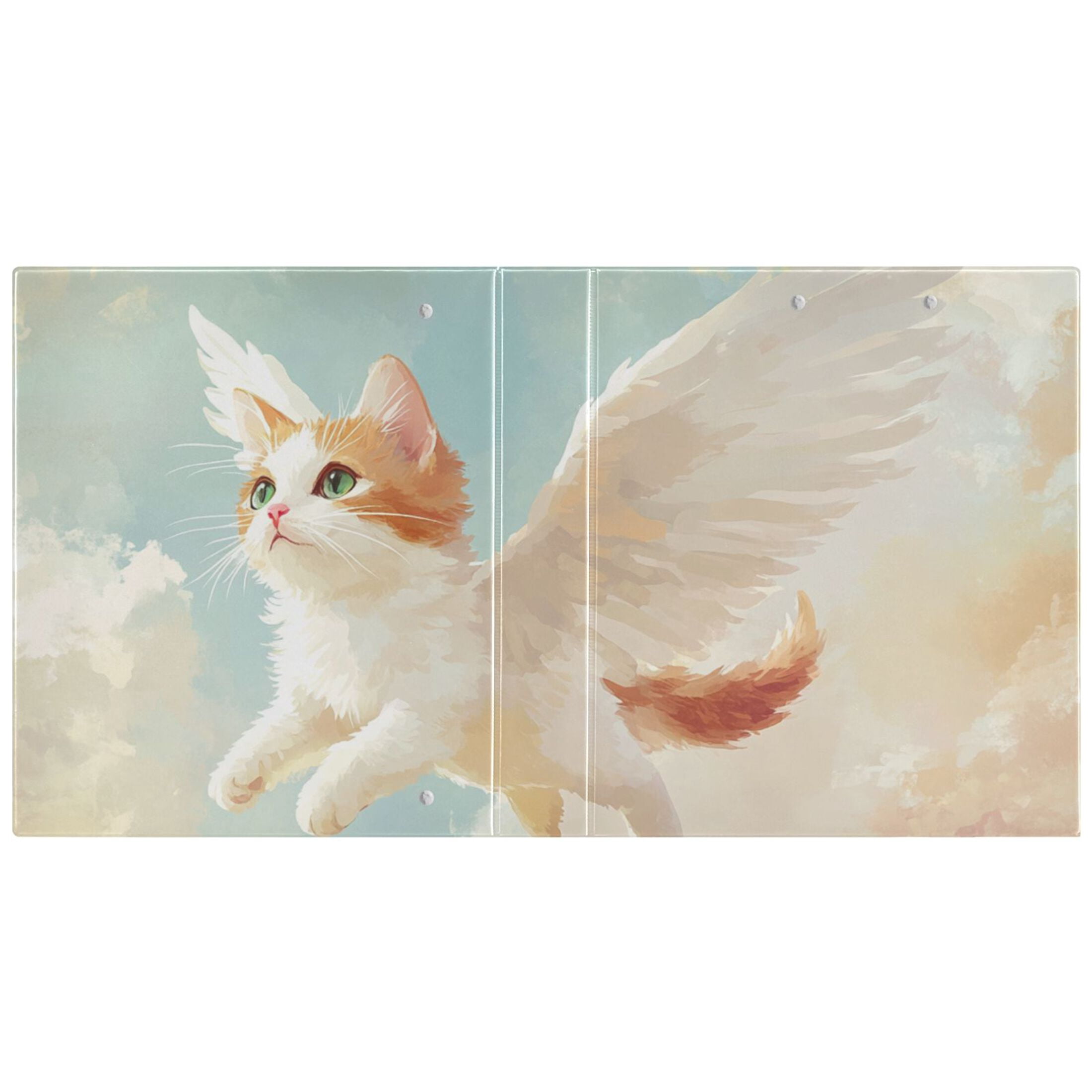 Cute Flying Cat 3 Ring Binders 1.5 inch Hardcover File Folders with Interior Pockets A4 Size Organizer for School Office Hospital