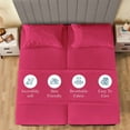 thumbnail image 3 of Split Bed Sheet Set 5 Pieces (1 Flat, 2 Fitted Sheet, 2 Pillow Covers) - 100% Egyptian Cotton - 700 Thread Count Deep Pocket up to 21" Mattress Size Split King Color Hot Pink Solid, 3 of 5